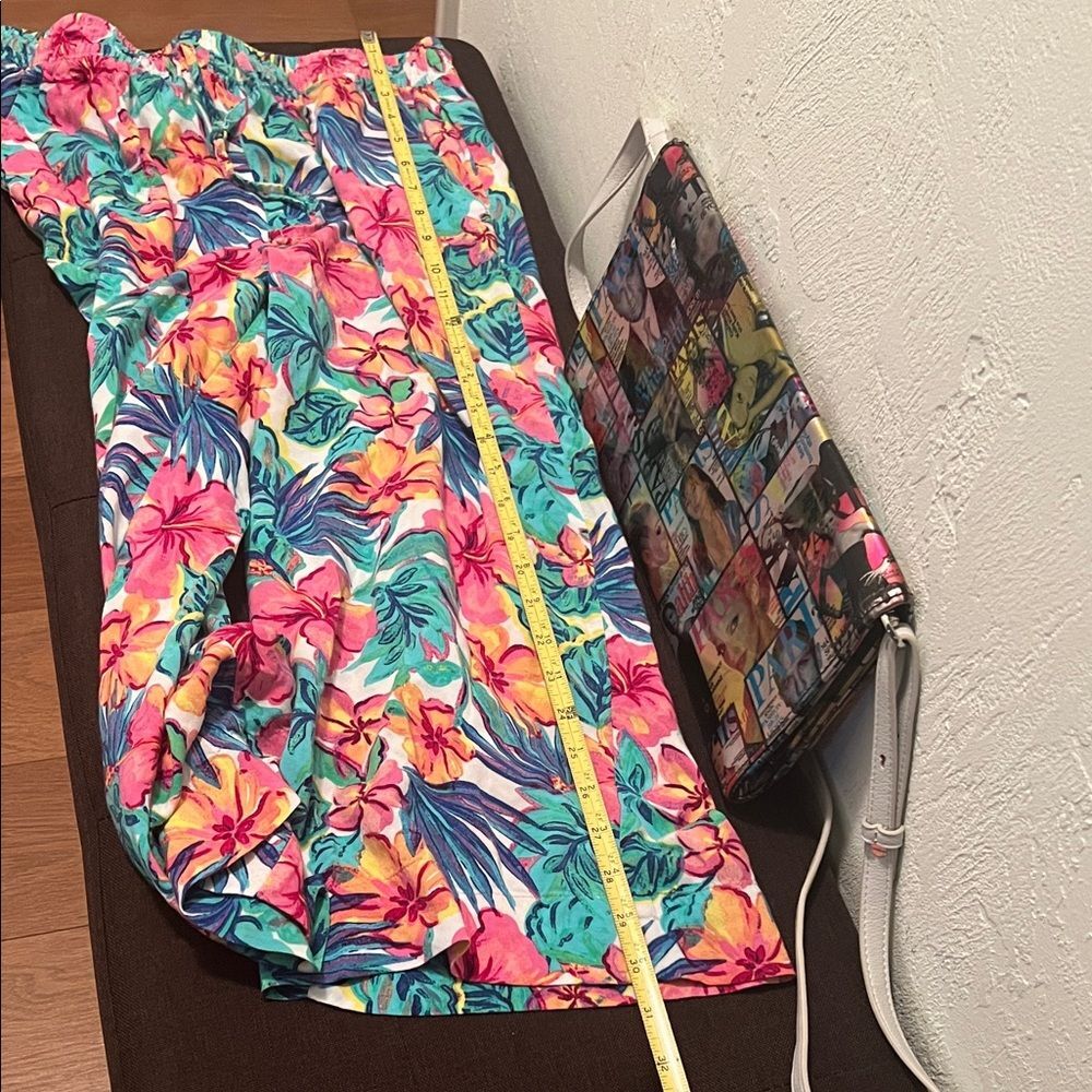 #1135= Vibrant Floral Print Pants W/ Pockets - Picture 2 of 4